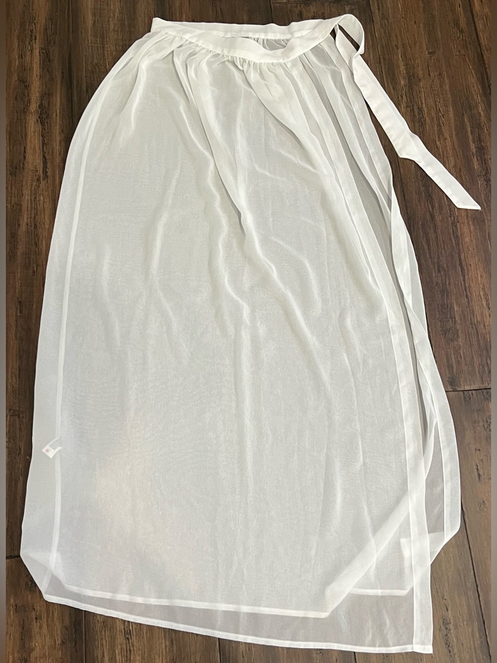 ASOS White Sheer Beach Cover Up Maxi Skirt Side Tie/Split Regular Size US 4